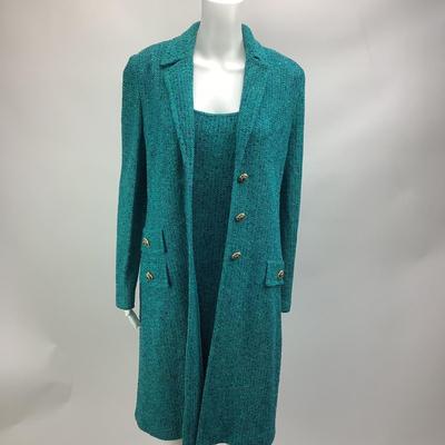 Lot  720 St John Collection by Marie Gray, Blue/Green Knit Dress with Jacket
