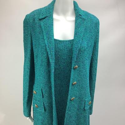 Lot  720 St John Collection by Marie Gray, Blue/Green Knit Dress with Jacket