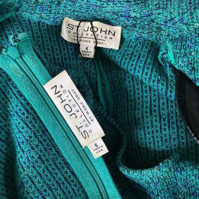 Lot  720 St John Collection by Marie Gray, Blue/Green Knit Dress with Jacket