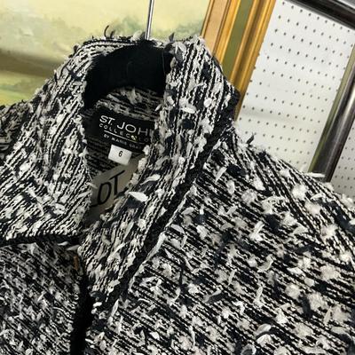 724 St. John Black & White Textured Suit Size 6