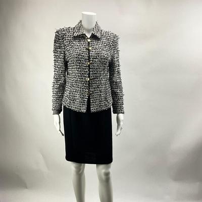 724 St. John Black & White Textured Suit Size 6