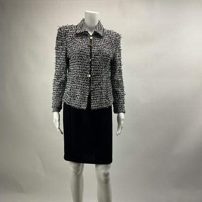 724 St. John Black & White Textured Suit Size 6