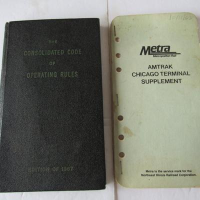 Lot 527:  Vintage Consolidated Code of Operating Rules Railroad Info, and Metra Amtrak Bookelt