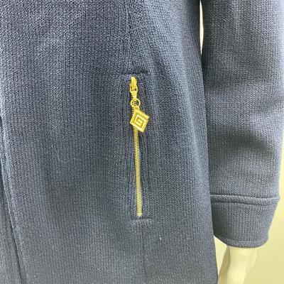 Lot 727. St John Collection, Blue Knit Suit ( Jacket & Skirt ) Gold Tone Zipper