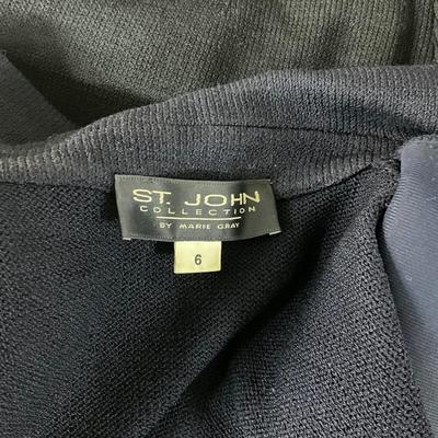 Lot 727. St John Collection, Blue Knit Suit ( Jacket & Skirt ) Gold Tone Zipper