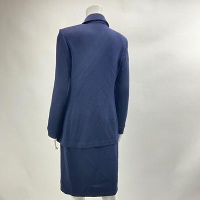 Lot 727. St John Collection, Blue Knit Suit ( Jacket & Skirt ) Gold Tone Zipper
