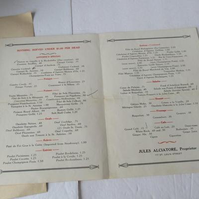 Lot 531:  Interesting Antoines Restaurant of New Orleans Vintage Menus, Etc