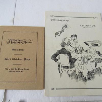 Lot 531:  Interesting Antoines Restaurant of New Orleans Vintage Menus, Etc