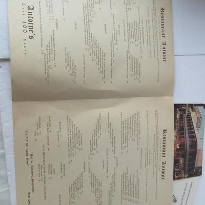Lot 531:  Interesting Antoines Restaurant of New Orleans Vintage Menus, Etc
