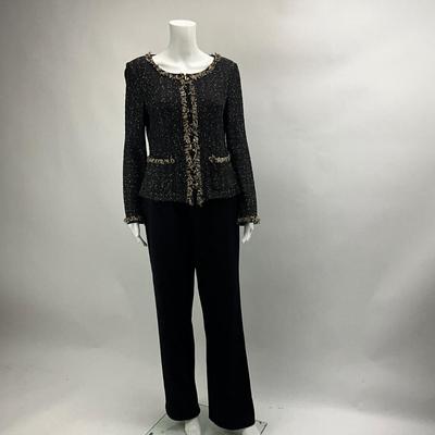 Lot 730. St John Womenâ€™s Black/Beige Knit Suit Jacket & Pants