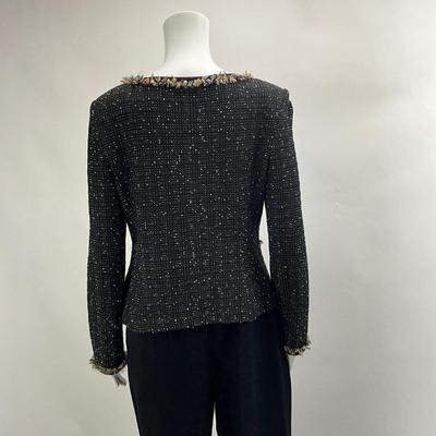 Lot 730. St John Womenâ€™s Black/Beige Knit Suit Jacket & Pants