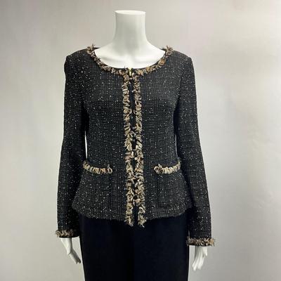 Lot 730. St John Womenâ€™s Black/Beige Knit Suit Jacket & Pants