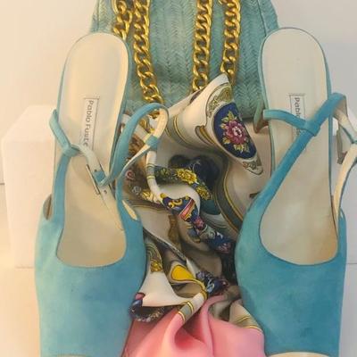 TIFFANY BLUE Spectator Suede Sling Back - SZ: 40
