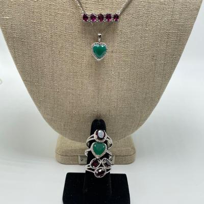 Green Onyx, Zircon & Rhodolite (B4-SS)