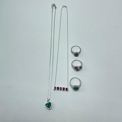 Green Onyx, Zircon & Rhodolite (B4-SS)