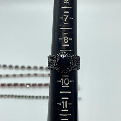 925, Garnet, Black Spinel & Marcasite (B4-SS)