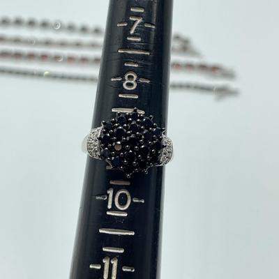 925, Garnet, Black Spinel & Marcasite (B4-SS)