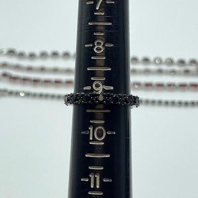 925, Garnet, Black Spinel & Marcasite (B4-SS)