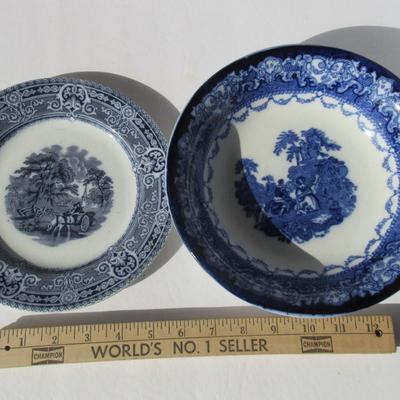 Lot 537:  Two Vintage Blue Transferware Dishes