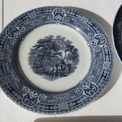 Lot 537:  Two Vintage Blue Transferware Dishes