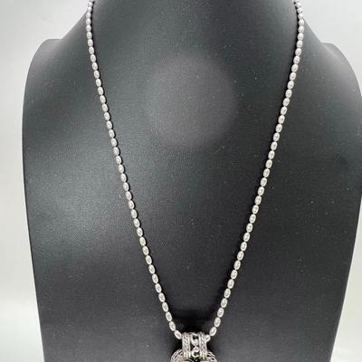 925 Silver Turquoise hear necklace 22" Italian Chain