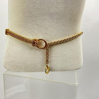 Lot 739  Paloma Picasso Navy Blue Leather Belt with Gold Tone â€œ X â€œ Buckle & Paloma Picasso Gold Tone Chain Belt