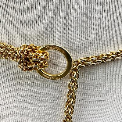 Lot 739  Paloma Picasso Navy Blue Leather Belt with Gold Tone â€œ X â€œ Buckle & Paloma Picasso Gold Tone Chain Belt