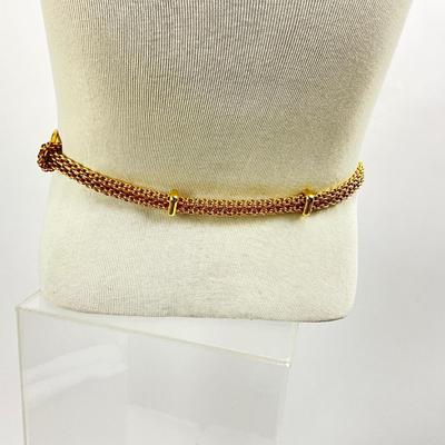 Lot 739  Paloma Picasso Navy Blue Leather Belt with Gold Tone â€œ X â€œ Buckle & Paloma Picasso Gold Tone Chain Belt