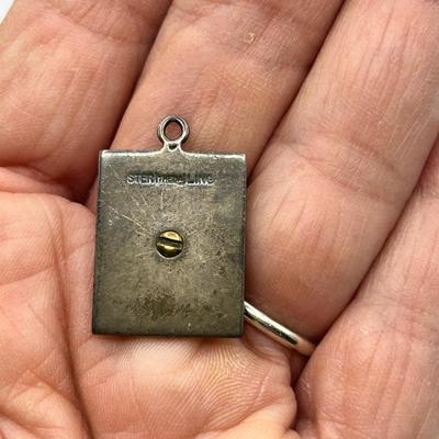 Vintage Sterling Silver & Mother of Pearl Military Style Pendant Charm