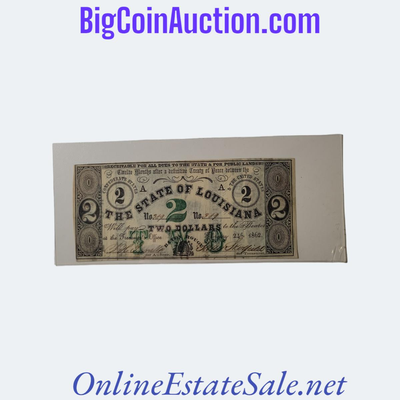 1862 STATE OF LOUISIANA TWO DALLAR NOTE