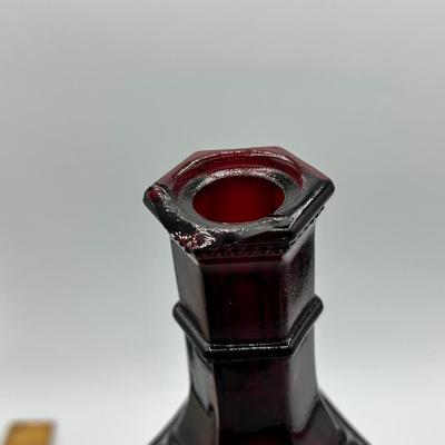 Vintage Ruby Red Glass 1876 Cape Cod Collection Genie Bottle Decanter AVON