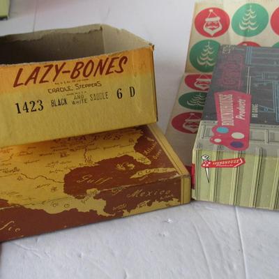 Lot 561:  2 Vintage Advertising Boxes and Christmas Bag