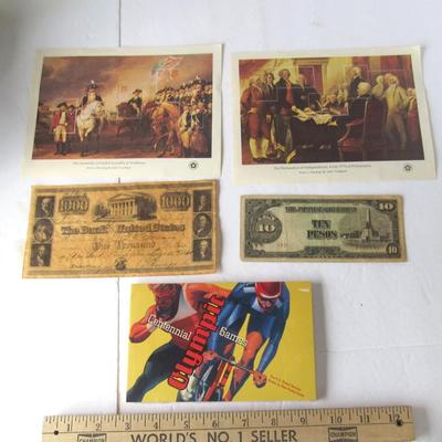 Lot 564:  Lot of Unused Postage Stamps on Images, Unopened Olympic Post Cards, Japan WWII 10 Pesos
