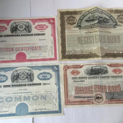 Lot 565:  4 Vintage Railroad Stock Certificates