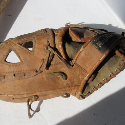 Lot 576:  Vintage Base Ball Bat and Mitt