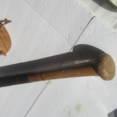 Lot 576:  Vintage Base Ball Bat and Mitt