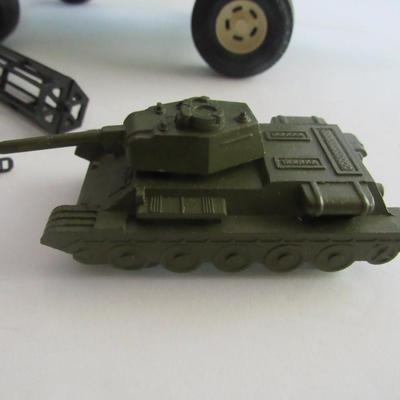 Lot 596:  Lot of Vintage Farm Toy Accessories and a Tank