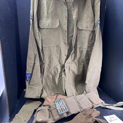 WW1 Wool radio operator uniform shirt Wool Gloves, Roll Wool bandage artillery