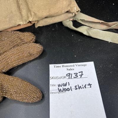 WW1 Wool radio operator uniform shirt Wool Gloves, Roll Wool bandage artillery
