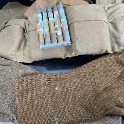 WW1 Wool radio operator uniform shirt Wool Gloves, Roll Wool bandage artillery