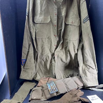 WW1 Wool radio operator uniform shirt Wool Gloves, Roll Wool bandage artillery