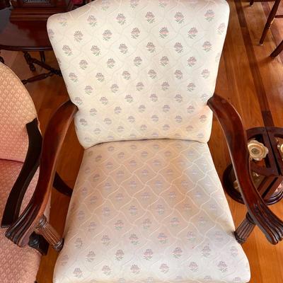 2 Antique Upholstered Solid Wood Chairs