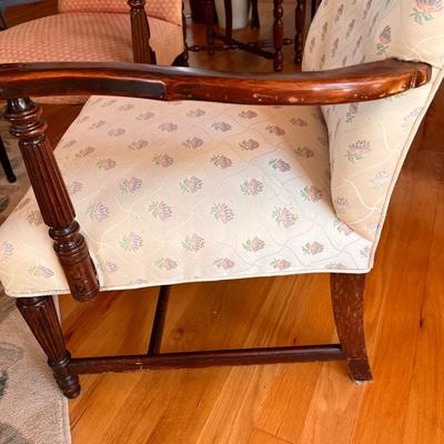 2 Antique Upholstered Solid Wood Chairs