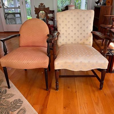 2 Antique Upholstered Solid Wood Chairs