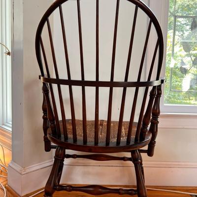 Antique Sack Back Windsor Armchair w Rush Seat