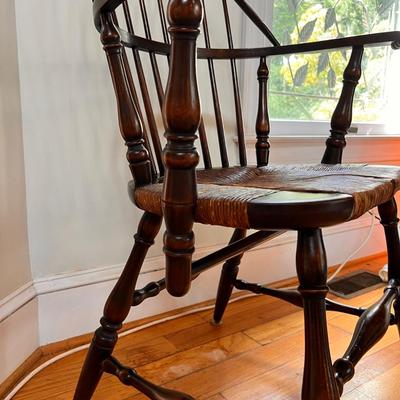 Antique Sack Back Windsor Armchair w Rush Seat