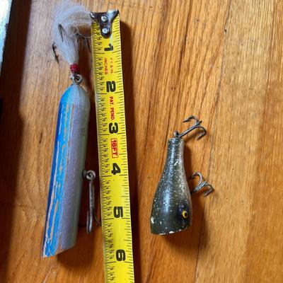Vintage Fishing Lot + Machete - Antique Wood Lures