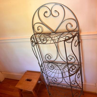 Metal 3 Tier Plant Stand + Step Stool