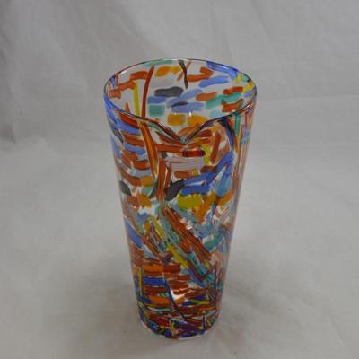 Beautiful Art Glass Pitcher 10"