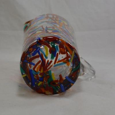 Beautiful Art Glass Pitcher 10"